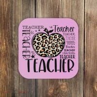 Back To School Teacher Life Apple Leopard Teacher Women Gift Coaster thumb 0
