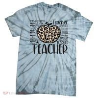 Back To School Teacher Life Apple Leopard Teacher Women Gift Tie-Dye T-Shirt thumb 0
