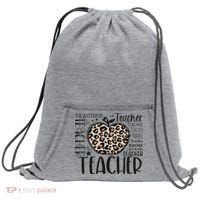 Back To School Teacher Life Apple Leopard Teacher Women Gift Sweatshirt Cinch Pack Bag thumb 0