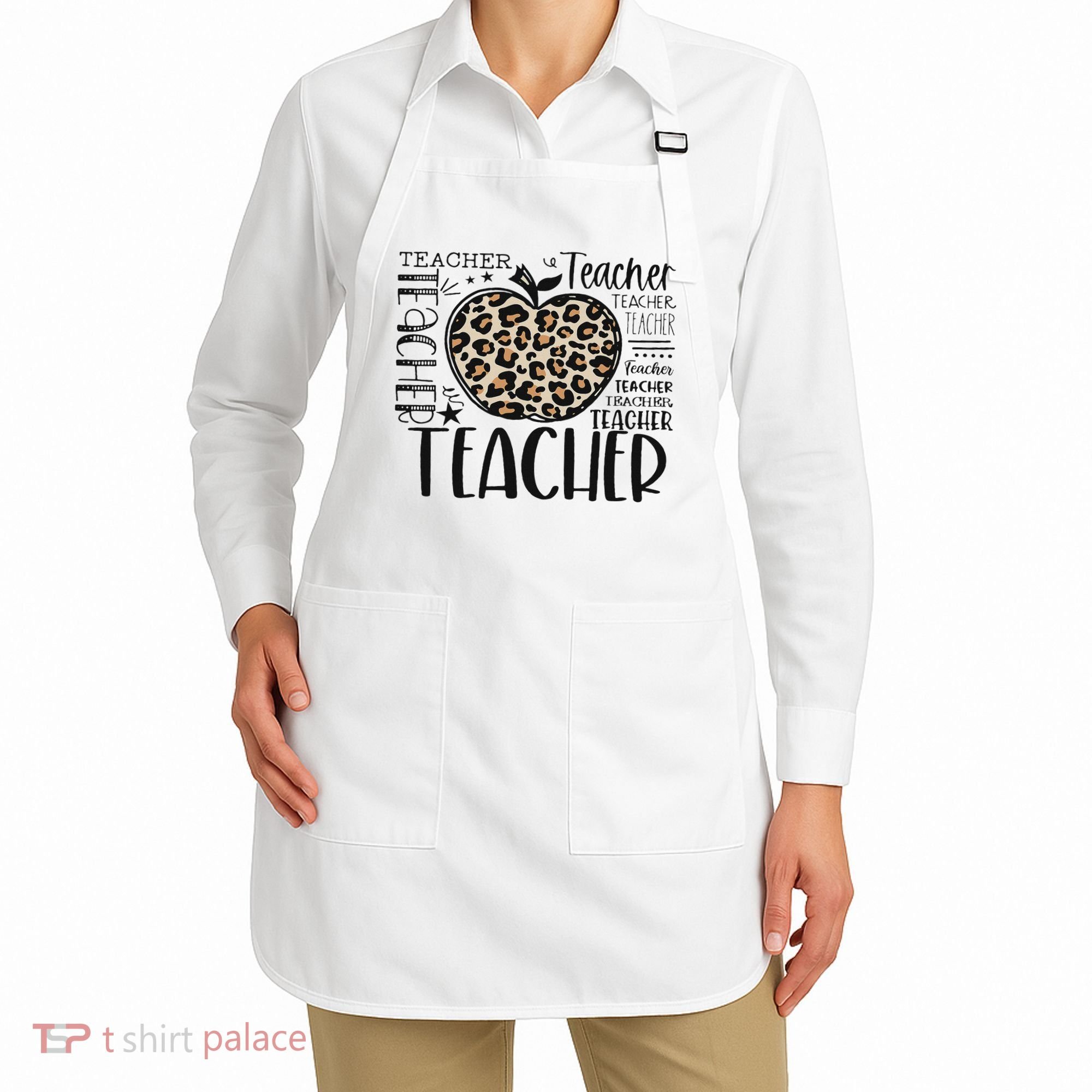 Back To School Teacher Life Apple Leopard Teacher Women Gift Apron