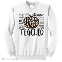 Back To School Teacher Life Apple Leopard Teacher Women Gift Sweatshirt thumb 0