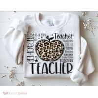 Back To School Teacher Life Apple Leopard Teacher Women Gift Sweatshirt thumb 2
