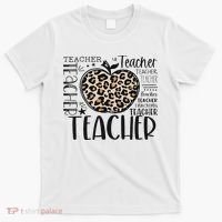 Back To School Teacher Life Apple Leopard Teacher Women Gift T-Shirt thumb 0