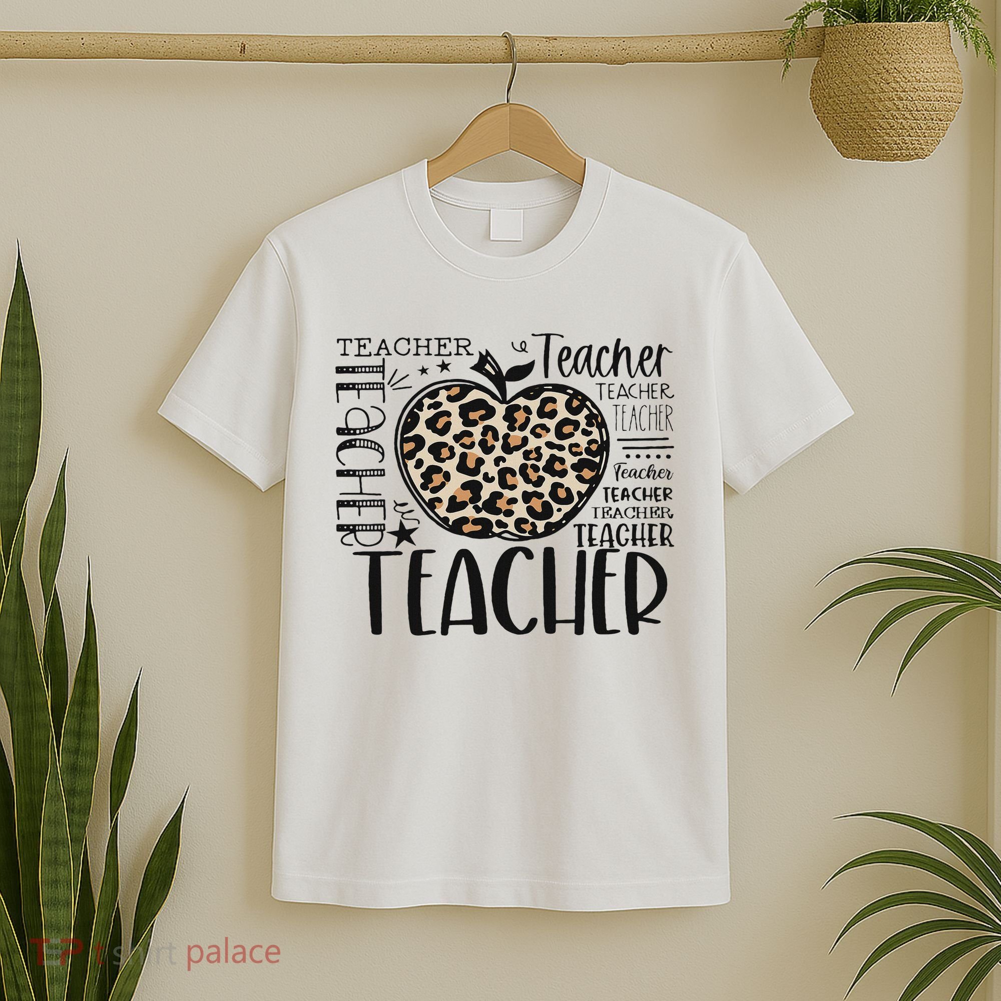Back To School Teacher Life Apple Leopard Teacher Women Gift T-Shirt
