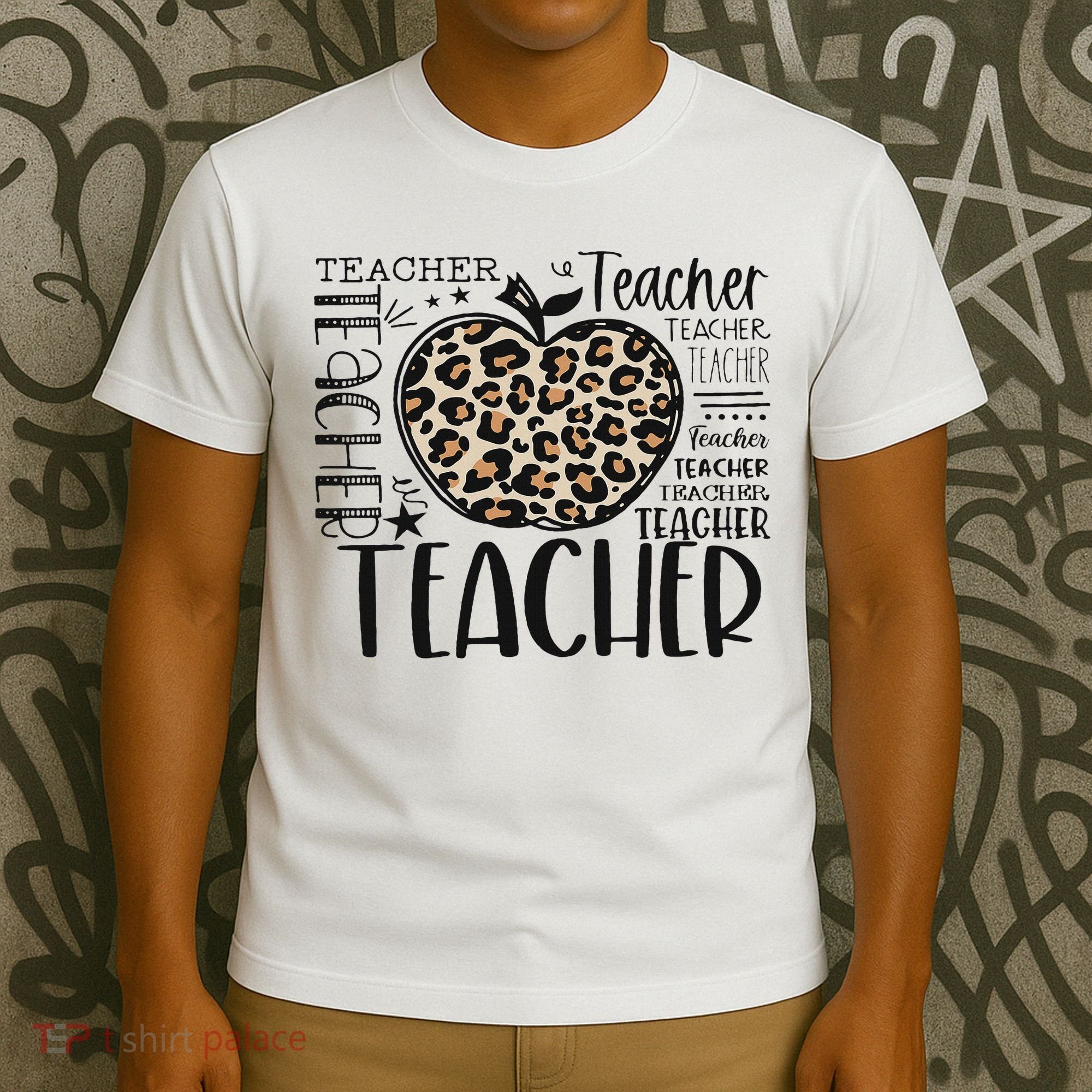 Back To School Teacher Life Apple Leopard Teacher Women Gift T-Shirt