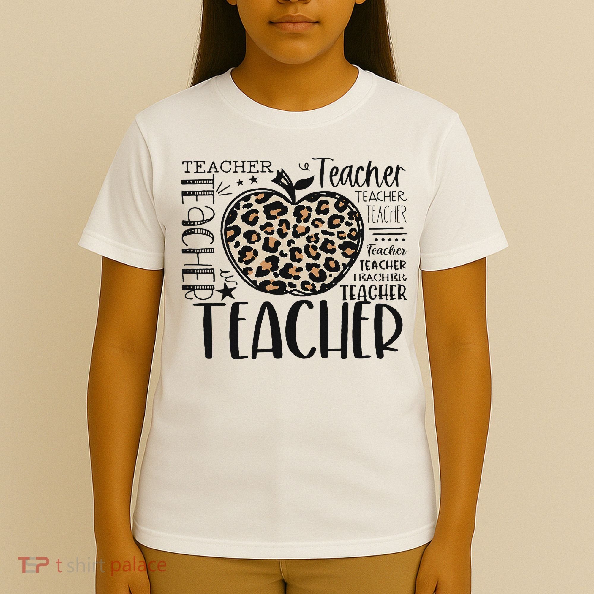 Back To School Teacher Life Apple Leopard Teacher Women Gift T-Shirt