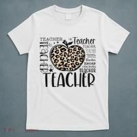 Back To School Teacher Life Apple Leopard Teacher Women Gift T-Shirt thumb 5