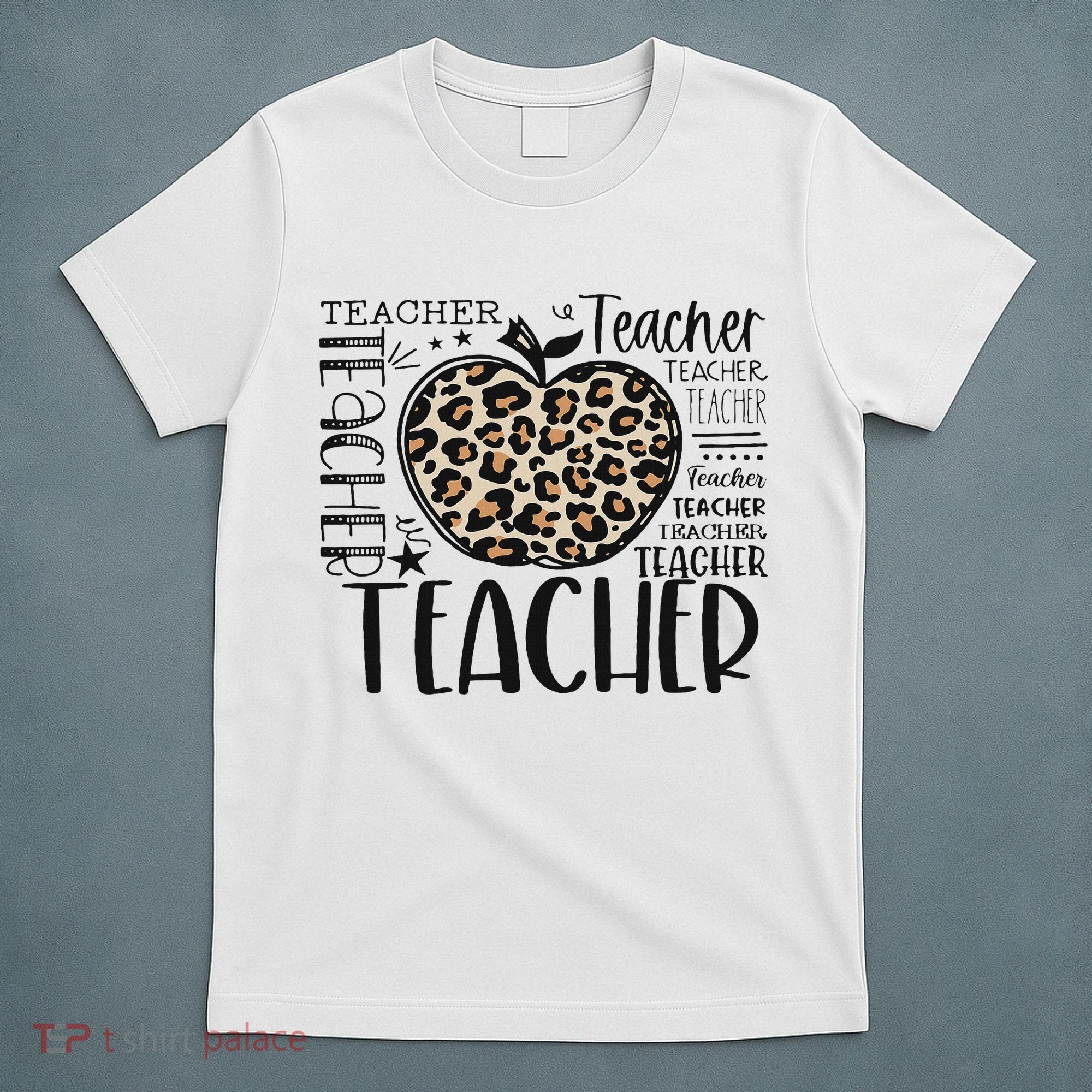 Back To School Teacher Life Apple Leopard Teacher Women Gift T-Shirt