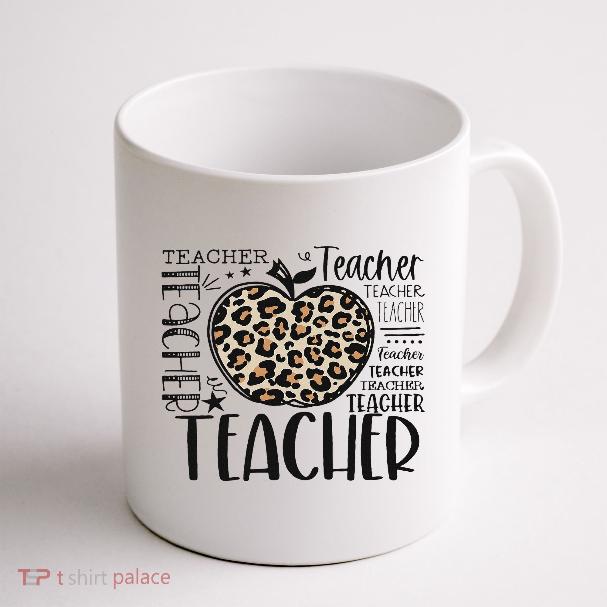 Back To School Teacher Life Apple Leopard Teacher Women Gift Coffee Mug