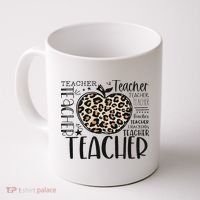 Back To School Teacher Life Apple Leopard Teacher Women Gift Coffee Mug thumb 0