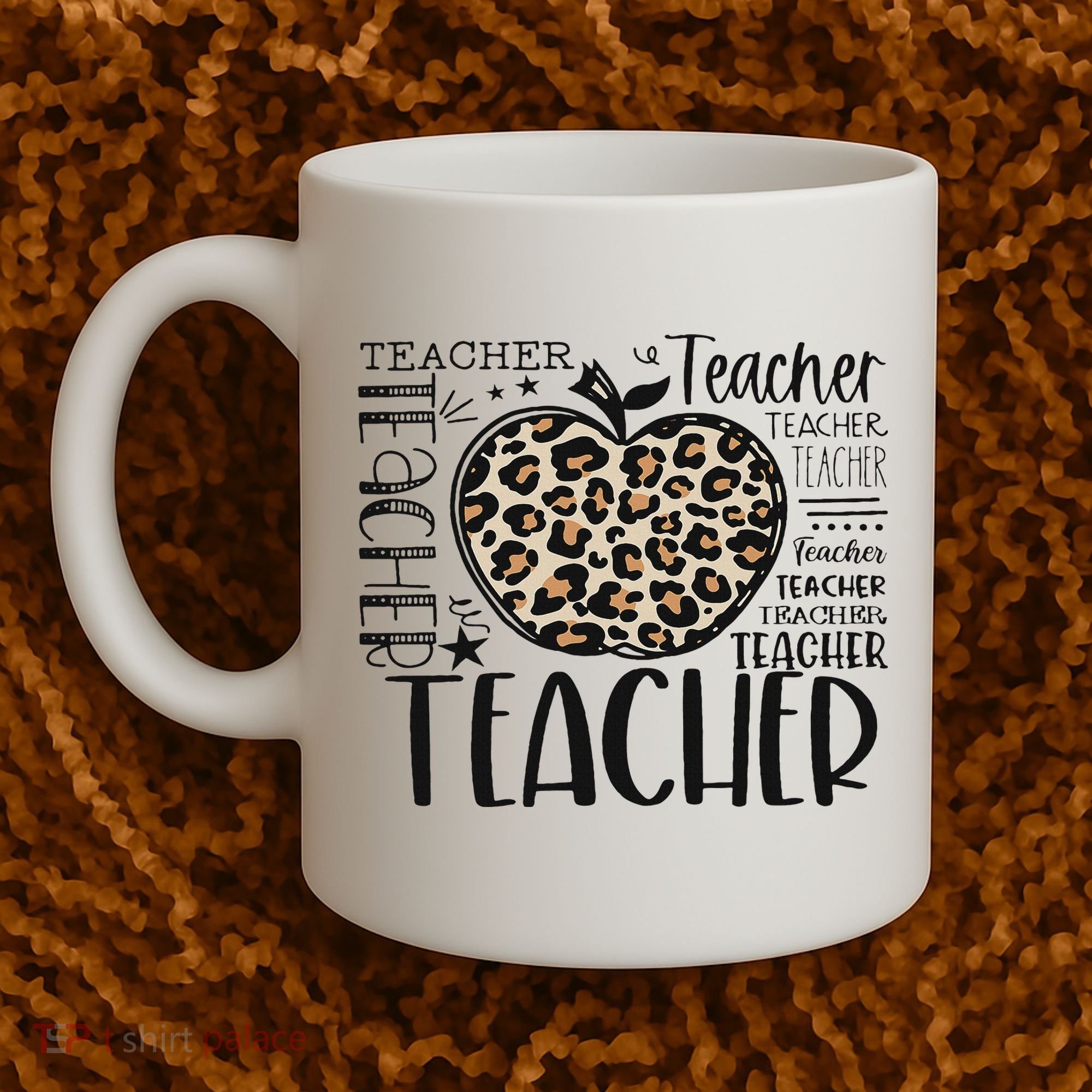 Back To School Teacher Life Apple Leopard Teacher Women Gift Coffee Mug