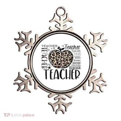 Back To School Teacher Life Apple Leopard Teacher Women Gift Ornament