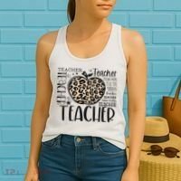 Back To School Teacher Life Apple Leopard Teacher Women Gift Women's Tank Top thumb 2