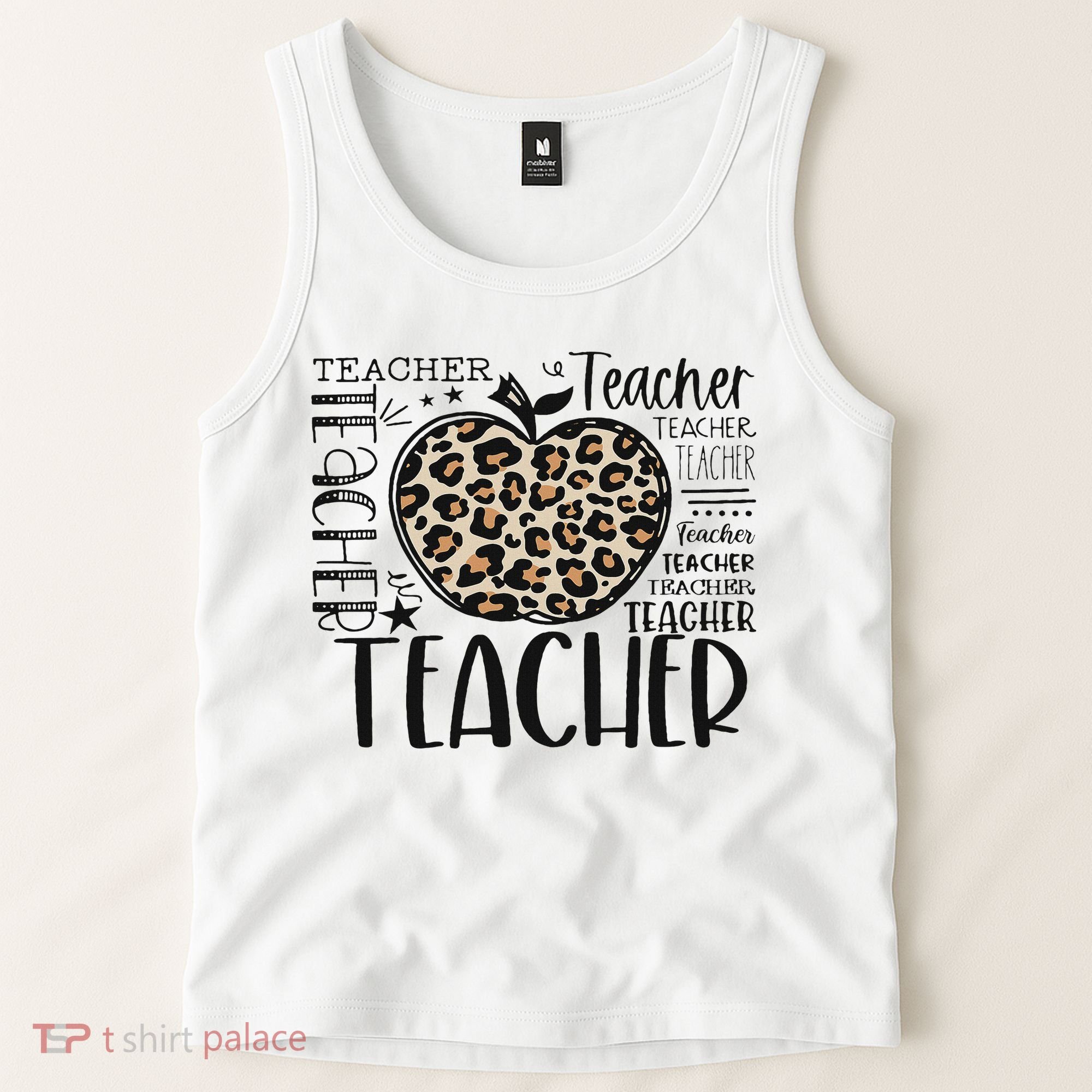 Back To School Teacher Life Apple Leopard Teacher Women Gift Tank Top