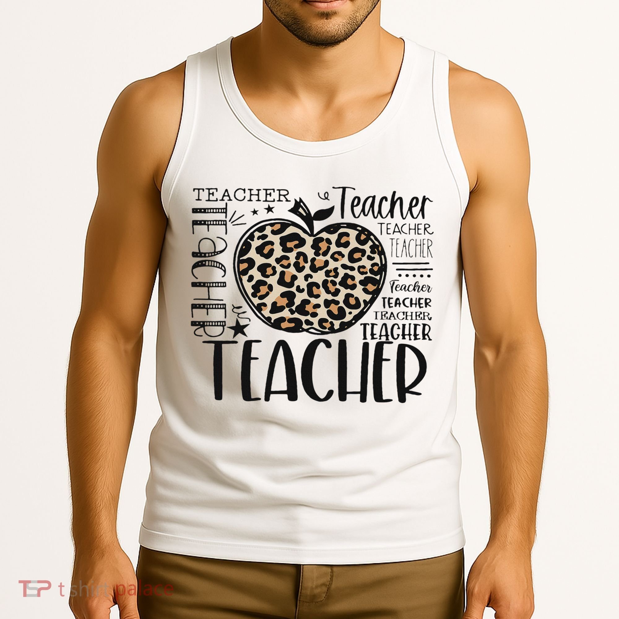 Back To School Teacher Life Apple Leopard Teacher Women Gift Tank Top
