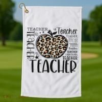 Back To School Teacher Life Apple Leopard Teacher Women Gift Golf Towel thumb 1