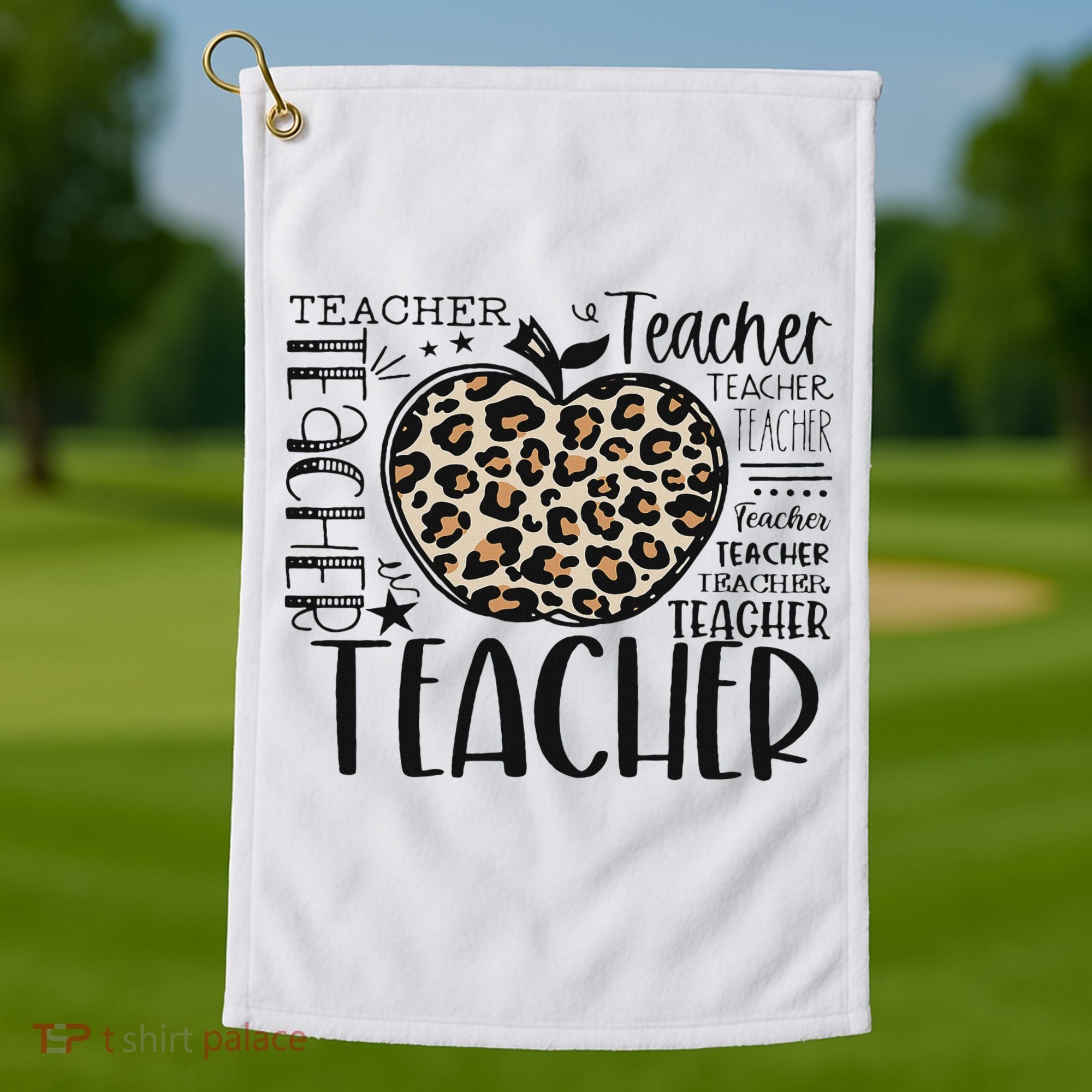 Back To School Teacher Life Apple Leopard Teacher Women Gift Golf Towel