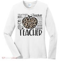 Back To School Teacher Life Apple Leopard Teacher Women Gift Women's Long Sleeve Shirt thumb 0