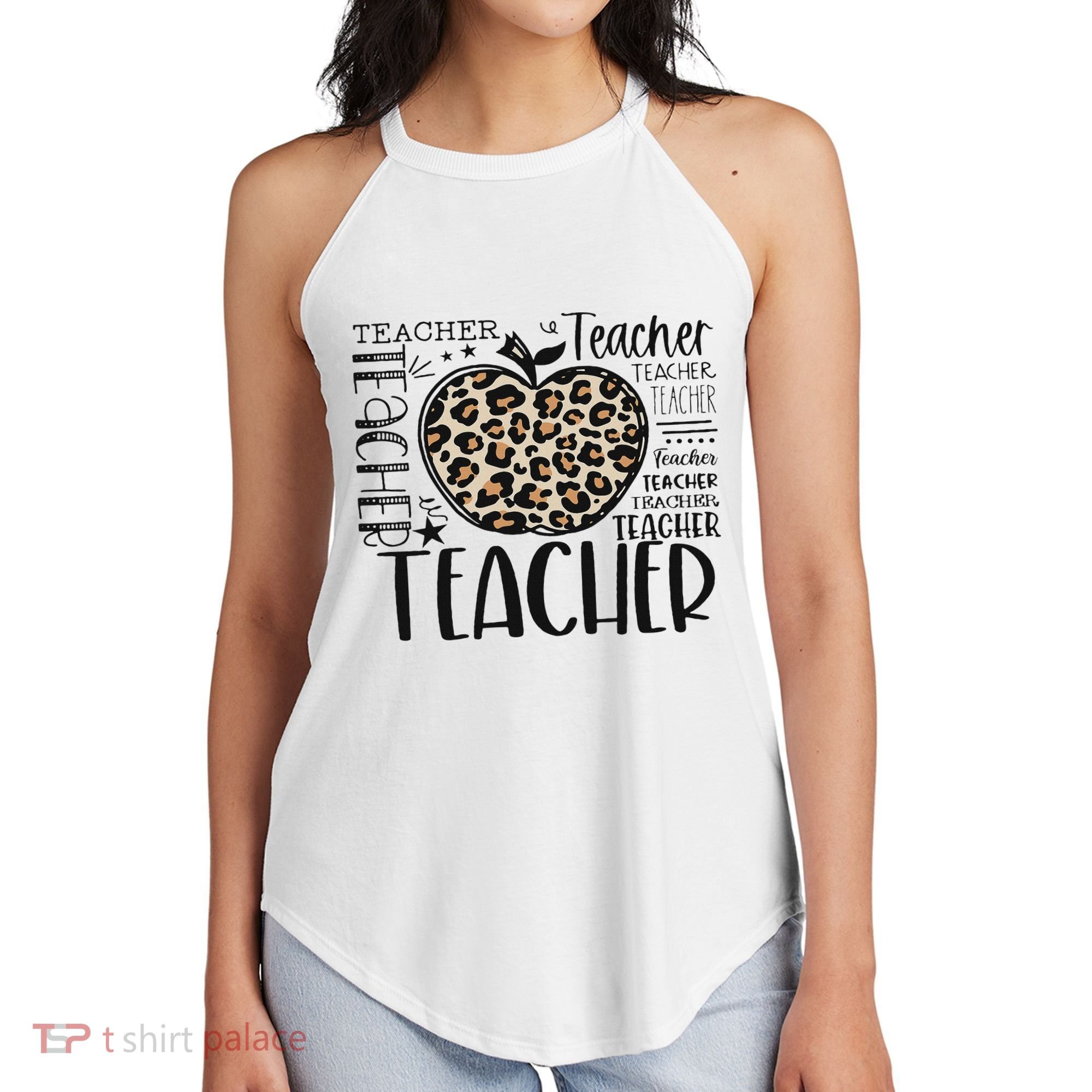 Back To School Teacher Life Apple Leopard Teacher Women Gift Women's Perfect Tri Rocker Tank