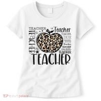 Back To School Teacher Life Apple Leopard Teacher Women Gift Women's T-Shirt thumb 0