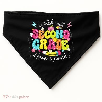 Back To School Watch Out Second Grade Here I Come Pencil USA-Made Doggie Bandana