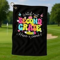 Back To School Watch Out Second Grade Here I Come Pencil Golf Towel thumb 1