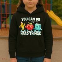 Back To School Gift You Can Do Hard Things Teacher Kids Hoodie thumb 3