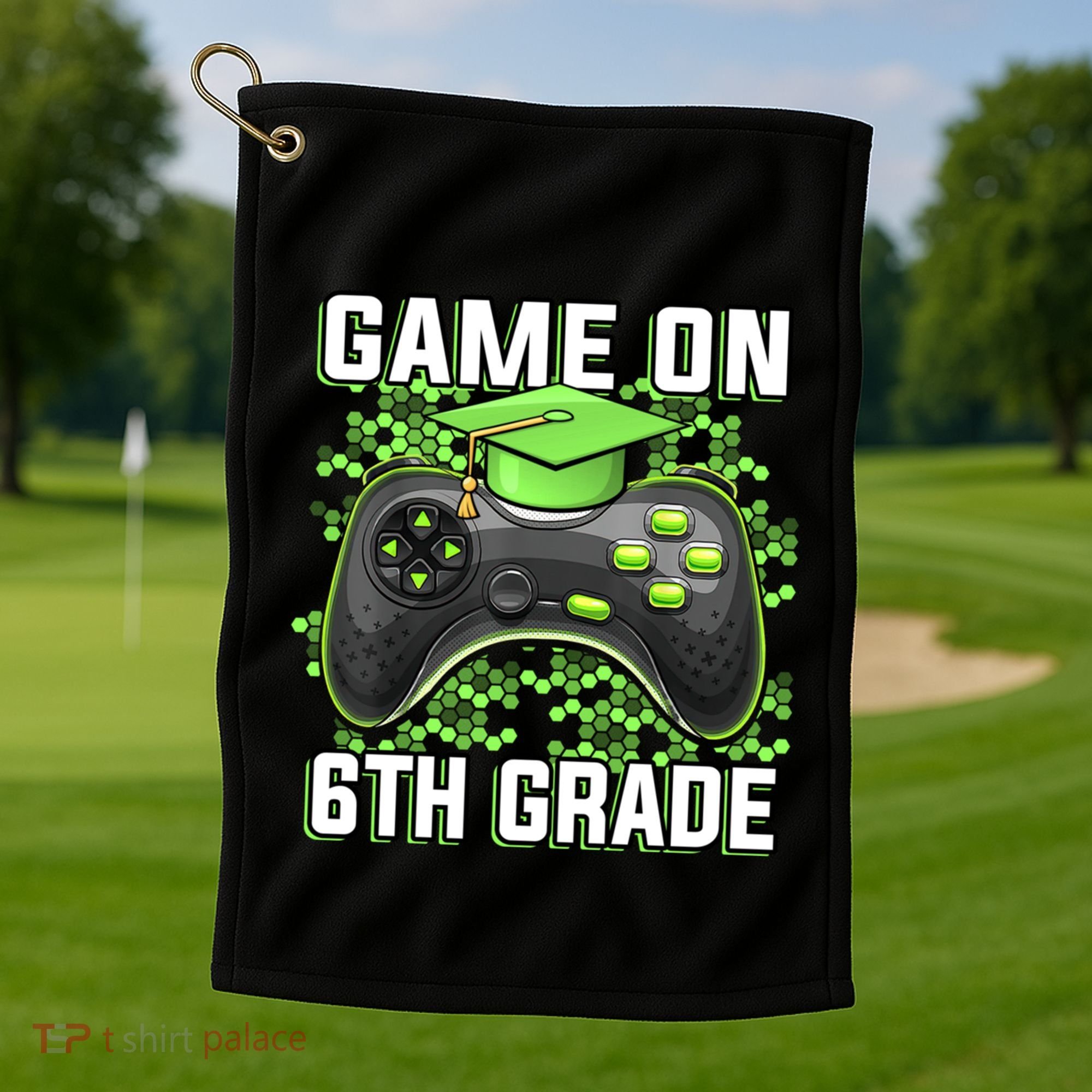 Back To School Game On 6Th Grade Funny Gamer Funny Gift Golf Towel