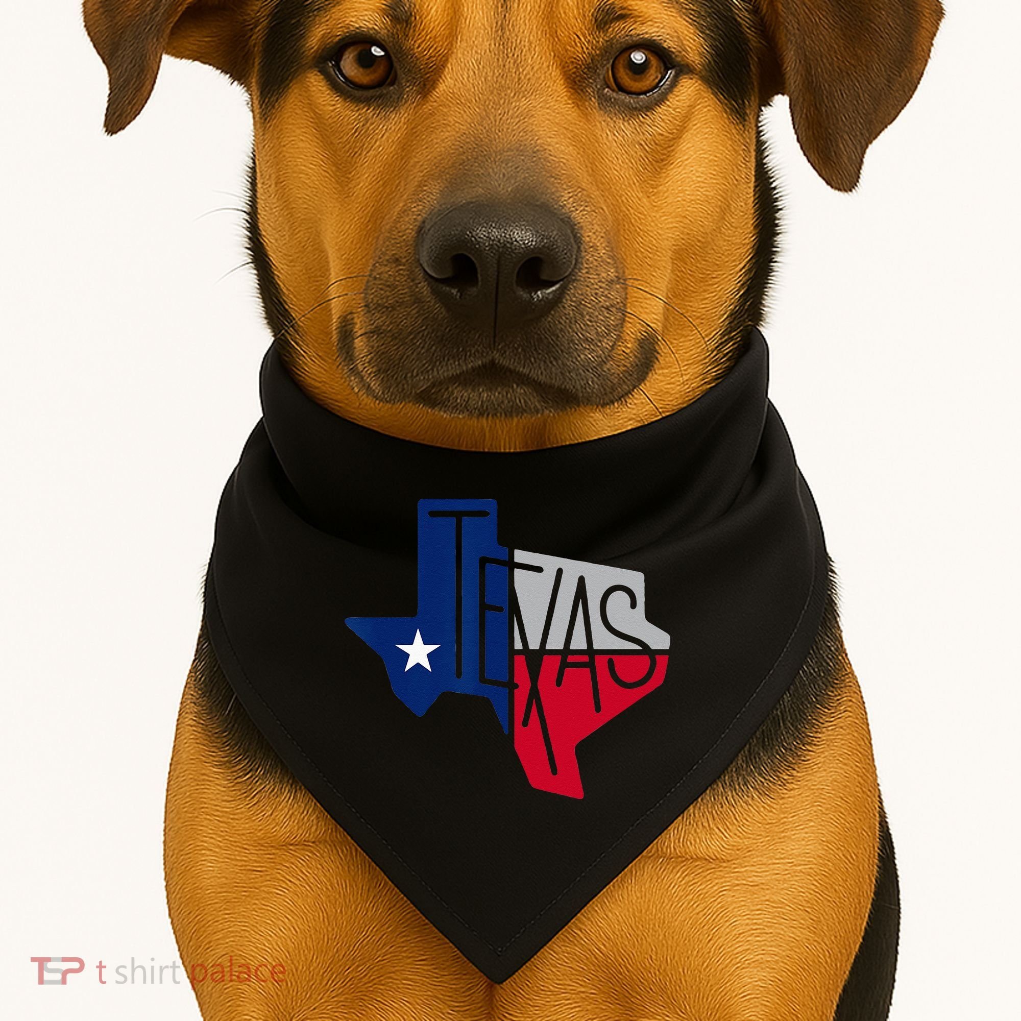 Beautiful Texas State Flag Star Silhouette USA-Made Doggie Bandana