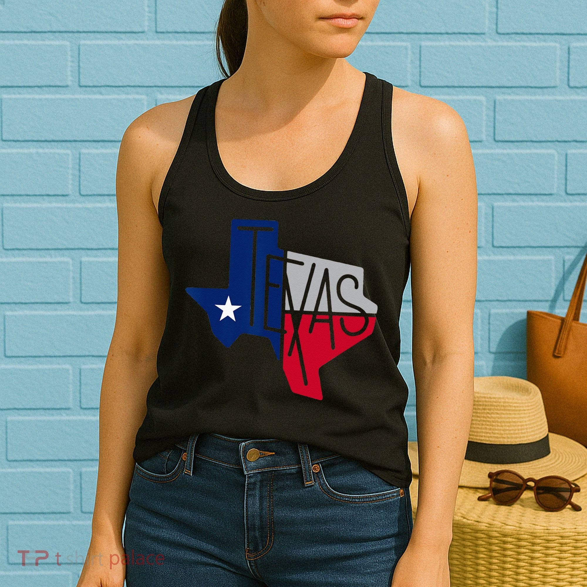 Beautiful Texas State Flag Star Silhouette Women's Tank Top