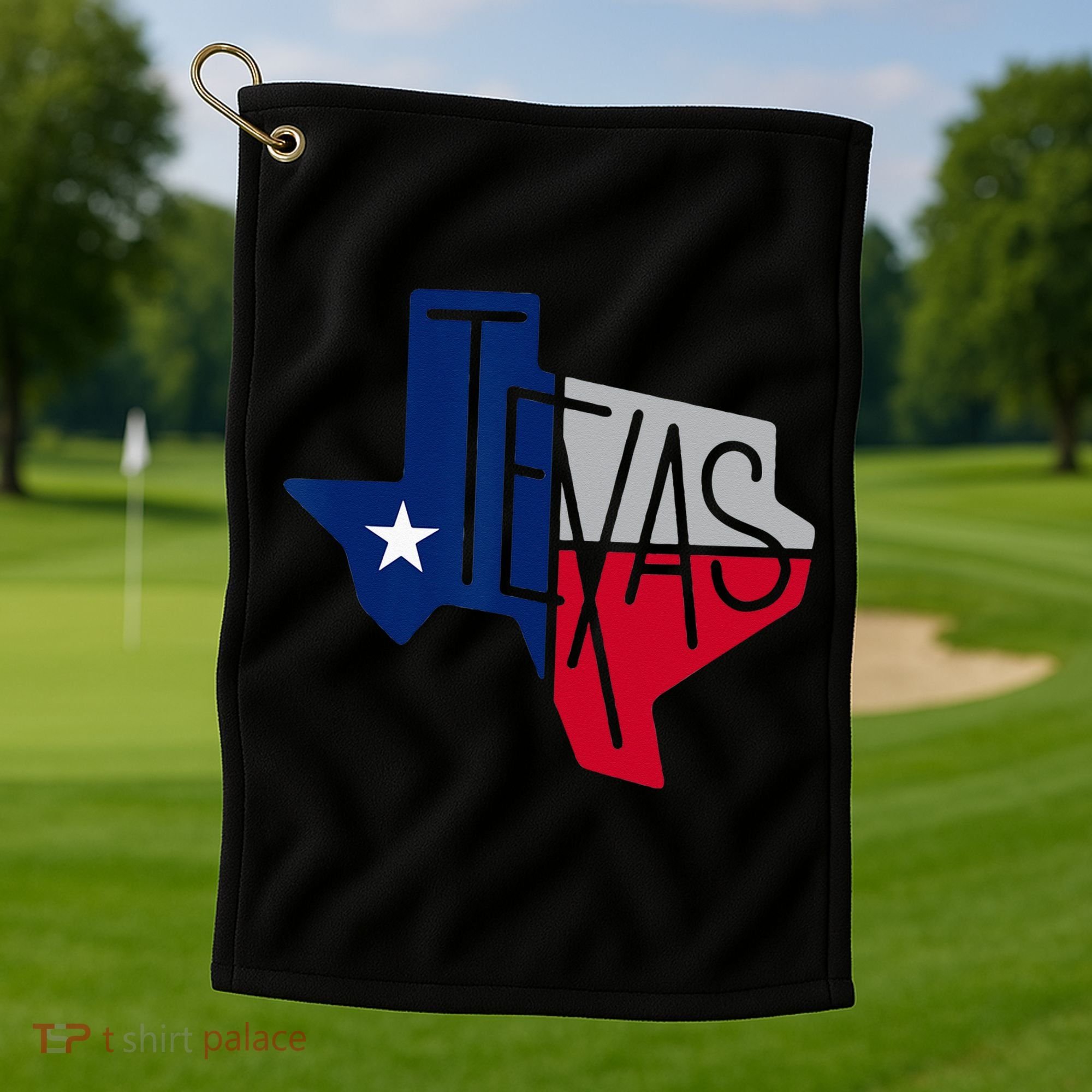 Beautiful Texas State Flag Star Silhouette Golf Towel