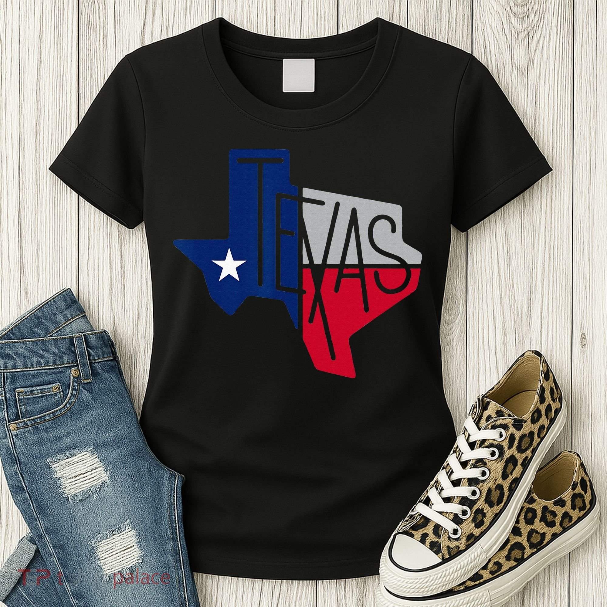 Beautiful Texas State Flag Star Silhouette Women's T-Shirt