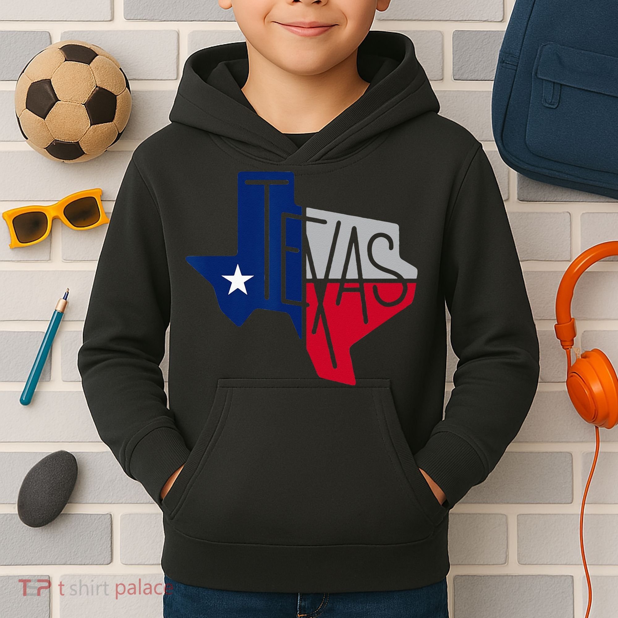 Beautiful Texas State Flag Star Silhouette Kids Hoodie