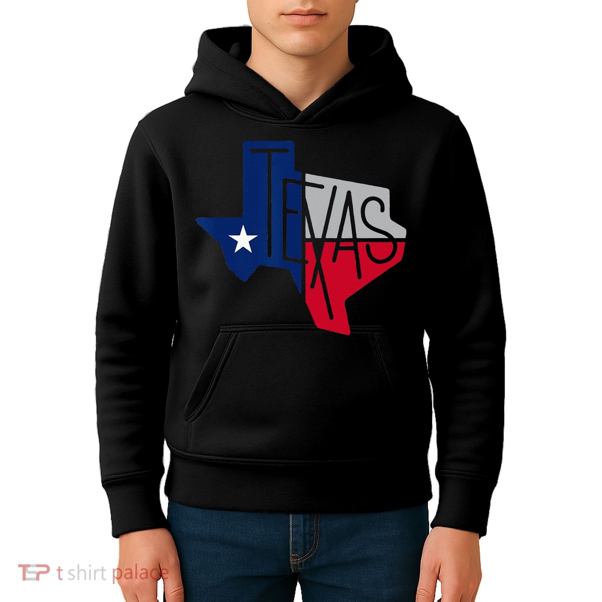 Beautiful Texas State Flag Star Silhouette Kids Hoodie