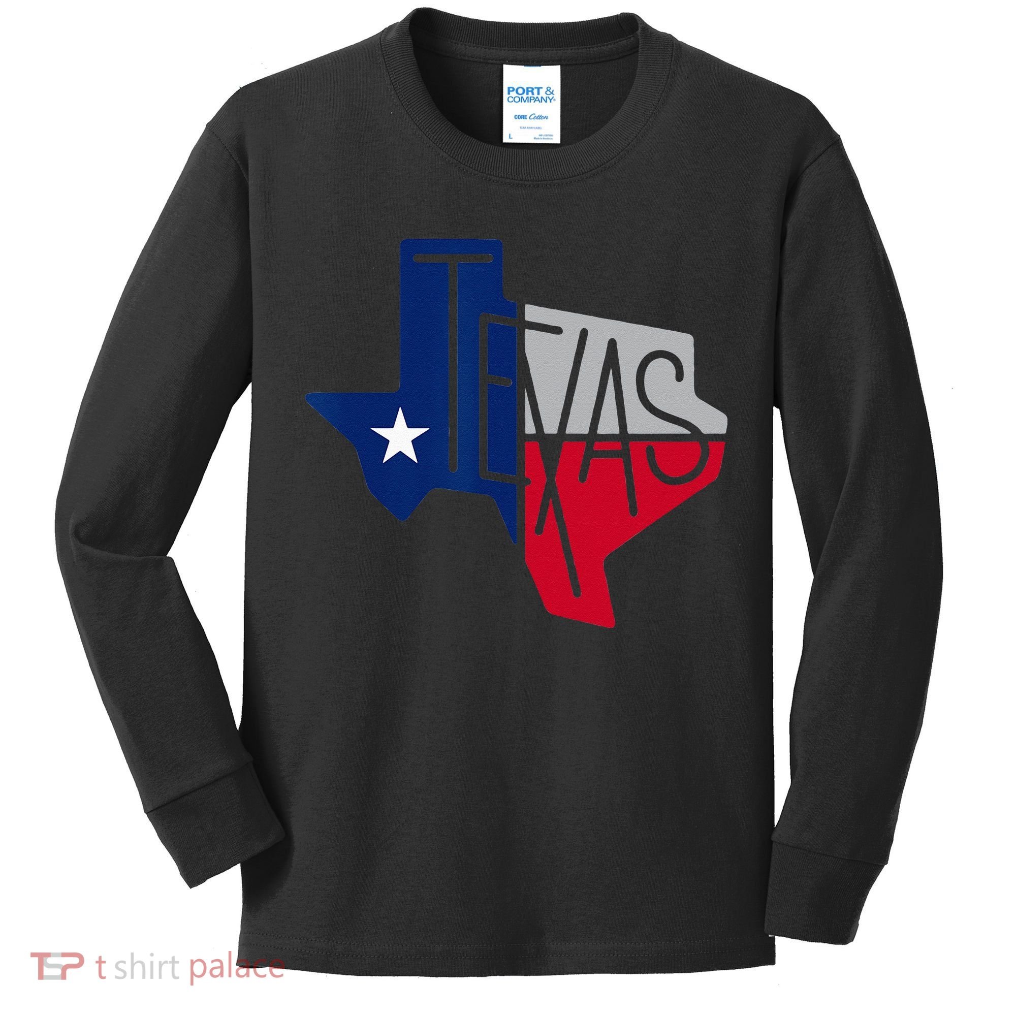 Beautiful Texas State Flag Star Silhouette Kids Long Sleeve Shirt