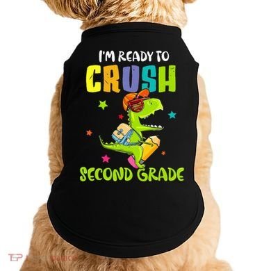 Back To School I'm Ready To Crush Second Grade Dinosaur Doggie Tank