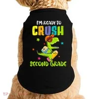 Back To School I'm Ready To Crush Second Grade Dinosaur Doggie Tank thumb 0