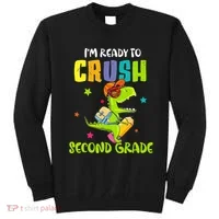 Back To School I'm Ready To Crush Second Grade Dinosaur Sweatshirt thumb 0