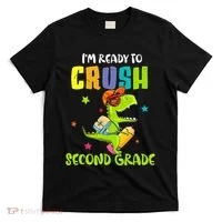 Back To School I'm Ready To Crush Second Grade Dinosaur T-Shirt thumb 0