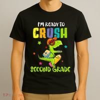 Back To School I'm Ready To Crush Second Grade Dinosaur T-Shirt thumb 3