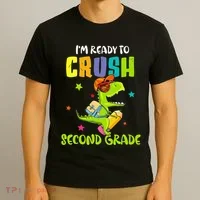 Back To School I'm Ready To Crush Second Grade Dinosaur T-Shirt thumb 3