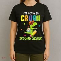 Back To School I'm Ready To Crush Second Grade Dinosaur T-Shirt thumb 4