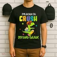 Back To School I'm Ready To Crush Second Grade Dinosaur T-Shirt thumb 6