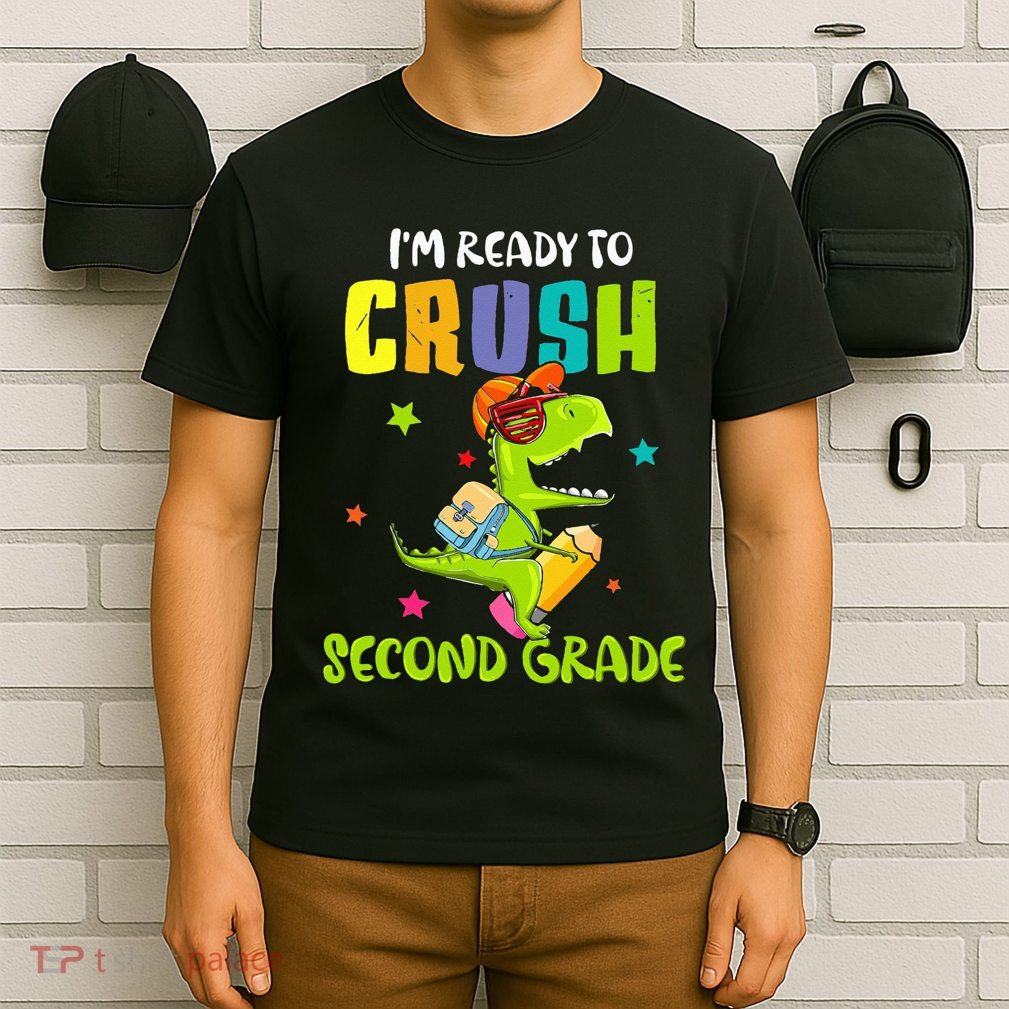 Back To School I'm Ready To Crush Second Grade Dinosaur T-Shirt