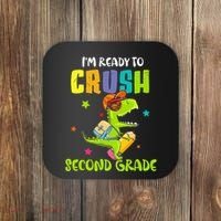 Back To School I'm Ready To Crush Second Grade Dinosaur Coaster thumb 0