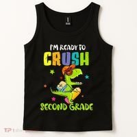 Back To School I'm Ready To Crush Second Grade Dinosaur Tank Top thumb 2