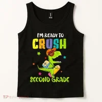 Back To School I'm Ready To Crush Second Grade Dinosaur Tank Top thumb 2