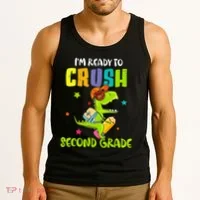 Back To School I'm Ready To Crush Second Grade Dinosaur Tank Top thumb 3