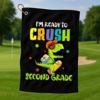 Back To School I'm Ready To Crush Second Grade Dinosaur Golf Towel thumb 1