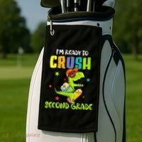 Back To School I'm Ready To Crush Second Grade Dinosaur Golf Towel thumb 2